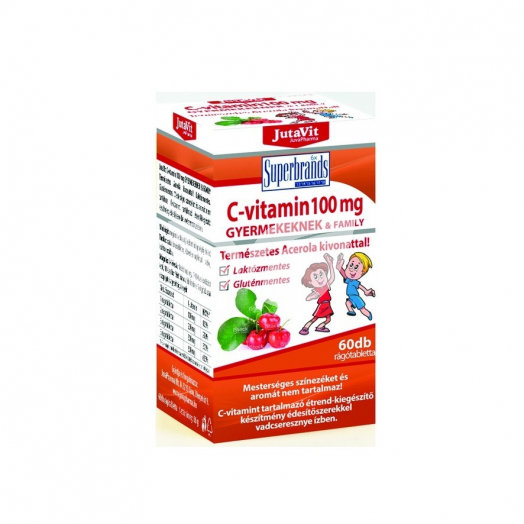 JutaVit C-vitamin 100mg gyermekeknek Acerola kivonattal 60x • Egészségbolt