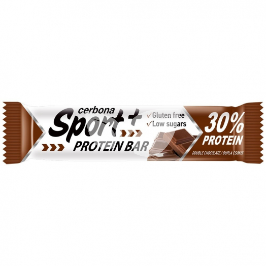 Cerbona Sport+ Magas Fehérjetartalmú Dupla Csokoládés Szelet Kakaós Bevonattal Cukrokkal És Édesítőszerekkel Gluténmentes 50 G • Egészségbolt