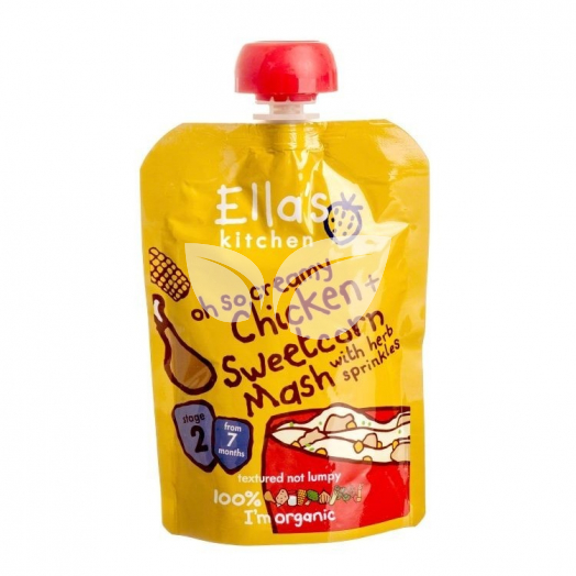 Ella's kitchen Bio csirke krémes édeskukorica pürével és zöldségekkel 130 g • Egészségbolt