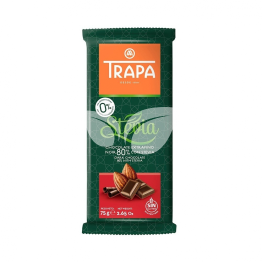 Trapa Stevia - Noir 80%-Os Steviás Étcsokoládé (80% Kakaótartalommal) 75 G • Egészségbolt