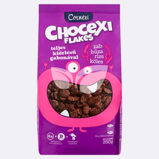 Cornexi Chocexi Flakes Csokoládés teljeskiörlésű gabonával Kalciummal és D - vitaminnal gabonapehely 250 g • Egészségbolt