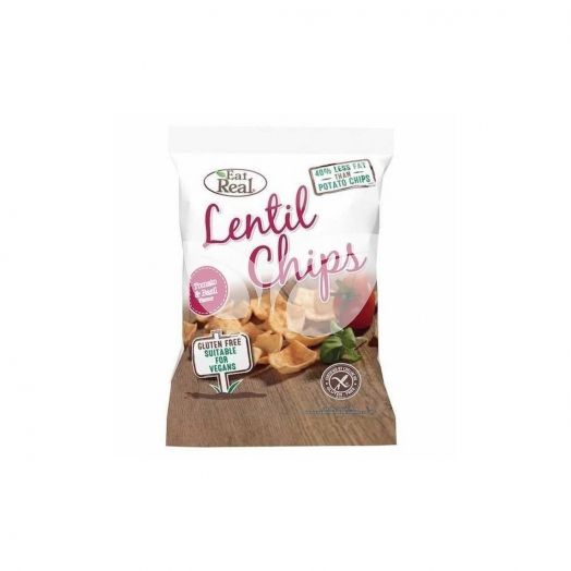 Eat Real lencse chips paradicsom és bazsalikom ízű 40 g • Egészségbolt