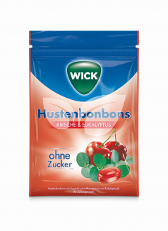 Wick Cseresznye és Eukaliptusz ízű torokcukorka cukormentes 72 g