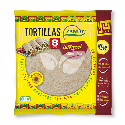 Zanuy Teljes kiőrlésű búza tortilla 20cm 8db  320 g • Egészségbolt