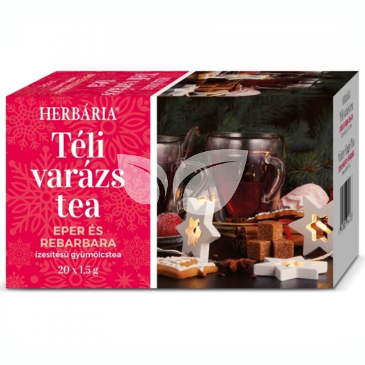 Herbária Téli varázs eper-rebarbara ízű gyümölcs tea filter 20x1,5g • Egészségbolt