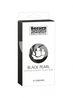Secura black pearl gyöngyös fekete óvszerek - 12 db