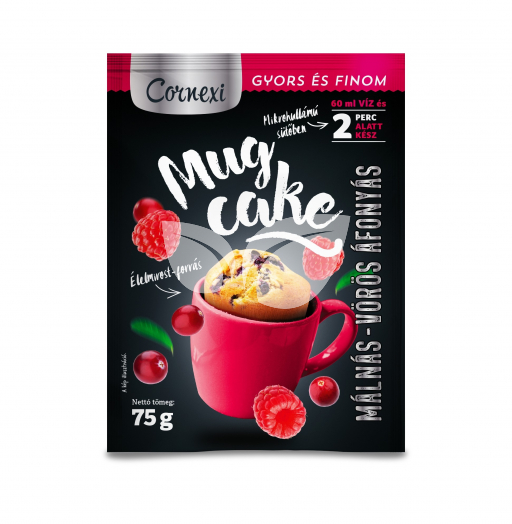 Cornexi mug cake vörösáfonyás-málnás alappor bögrés sütemény készítéséhez 75 g • Egészségbolt