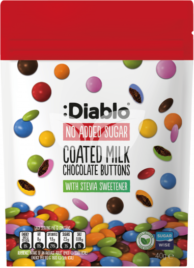 Diablo drazsé tejcsokoládés cukorbevonattal hozzáadott cukor nélkül 40 g • Egészségbolt