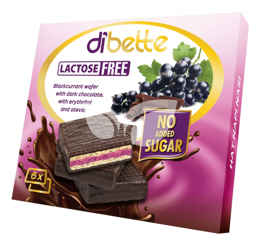 Dibette nas étcsokoládéval mártott feketeribizlis krémmel töltött ostyalapocskák laktózmentes édesítőszerrel 96 g • Egészségbolt