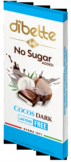 Dibette nas kókusz ízű  krémmel töltött étcsokoládé hozzáadott cukor nélkül 80 g • Egészségbolt