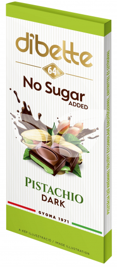 Dibette nas pisztácia ízű krémmel töltött étcsokoládé hozzáadott cukor nélkül édesítőszerekkel 80 g • Egészségbolt