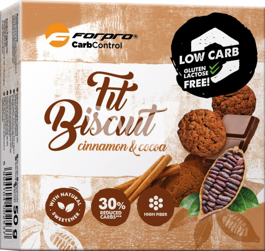 Forpro fit biscuit fahéjas-kakaós keksz édesítőszerrel 50 g • Egészségbolt