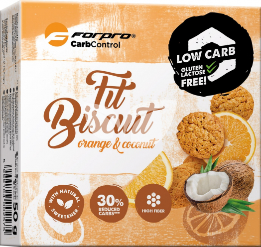 Forpro fit biscuit narancsos-kókuszos keksz édesítőszerrel 50 g • Egészségbolt