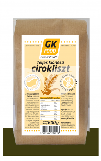 Gk Food teljes kiőrlésű cirokliszt 600 g • Egészségbolt