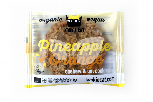 Kookie cat bio vegán gluténmentes kesudiós zabkeksz, ananász-narancs 50 g • Egészségbolt