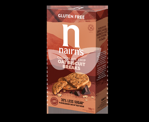 Nairns gluténmentes teljeskiőrlésű 56% rostdús zabkeksz csoki chips 160 g • Egészségbolt