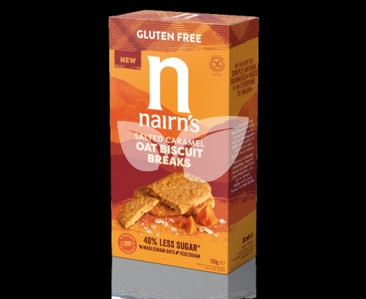 Nairns gluténmentes teljeskiőrlésű 68% rostdús zabkeksz sós karamellás 160 g • Egészségbolt