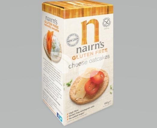 Nairns gluténmentes teljeskiőrlésű 76% rostdús reggeliző zabsütemény sajtos 180 g • Egészségbolt
