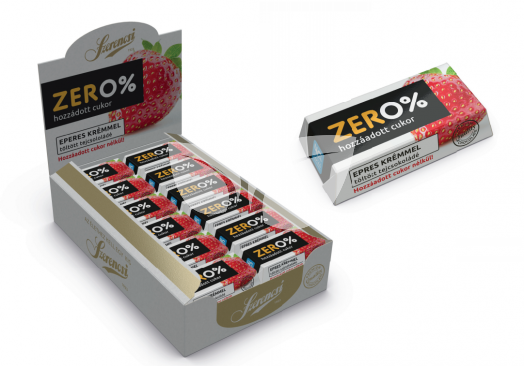 Szerencsi zero eper ízű krémmel töltött tejcsokoládé édesítőszerrel 21 g • Egészségbolt