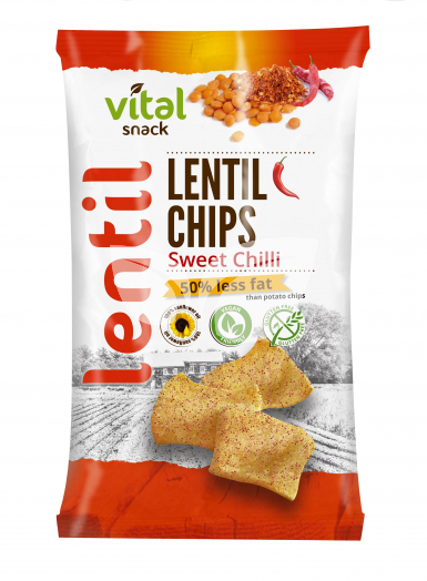 Vital lencse chips édes chili 65 g • Egészségbolt