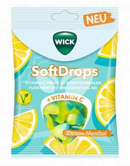 Wick softdrops citromos és mentolos gumicukorka c-vitaminnal 90 g