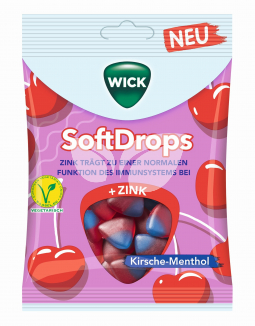 Wick softdrops cseresznyés és mentolos gumicukorka c-vitaminnal 90 g