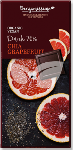 Benjamissimio bio vegán fekete csokoládé chia grapefruit 70 g • Egészségbolt
