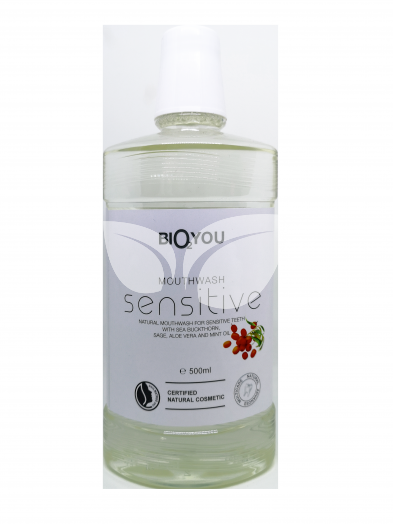 Bio2you natúr szájvíz sensitive aloe vera, homoktövis, mentaolaj és zsálya kivonattal 500 ml • Egészségbolt