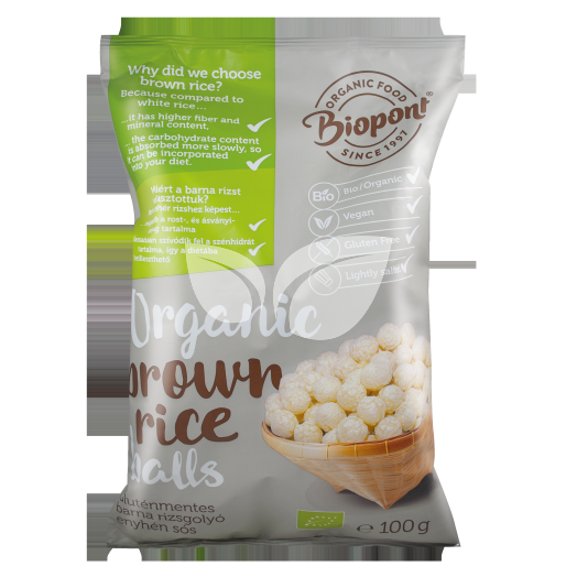 Biopont bio extrudált barna rizsgolyó enyhén sós 100 g • Egészségbolt