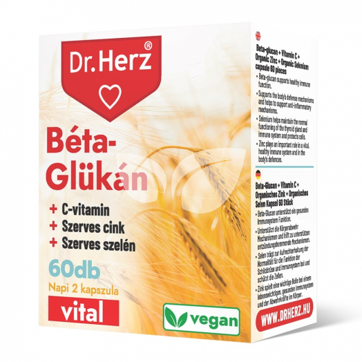 Dr.herz béta-glükán+szerves cink, szelén+c-vitamin vegán kapszula 60 db • Egészségbolt