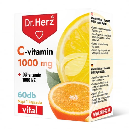 Dr.herz c-vitamin 1000 mg+d3-vitamin 1000 ne kapszula 60 db • Egészségbolt