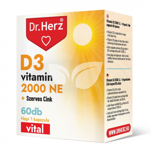 Dr.herz d3-vitamin 2000NE+szerves cink kapszula 60 db • Egészségbolt