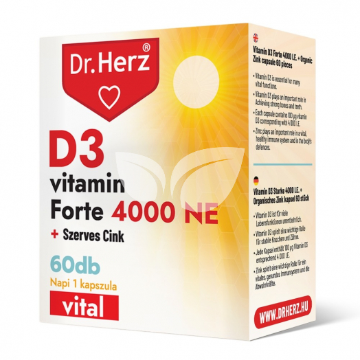 Dr.herz d3-vitamin 4000NE+szerves cink kapszula 60 db • Egészségbolt