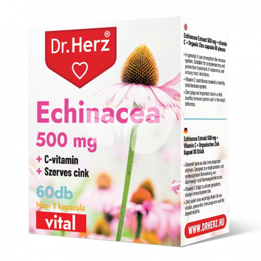 Dr.herz echinacea 500 mg+c-vitamin+szerves cink kapszula 60 db • Egészségbolt