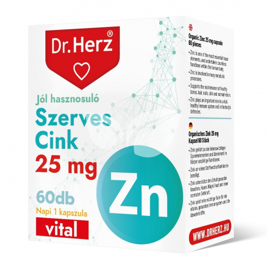 Dr.herz szerves cink 25mg kapszula 60 db • Egészségbolt