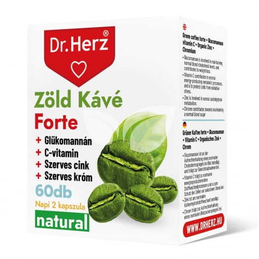 Dr.herz zöld kávé forte+c-vitamin+glükomannán kapszula 60 db • Egészségbolt