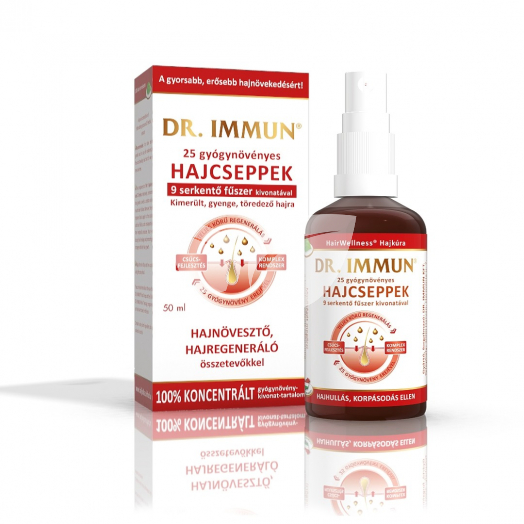 Dr.immun 25 gyógynövényes hajcseppek 9 serkentő fűszer kivonattal 50 ml • Egészségbolt