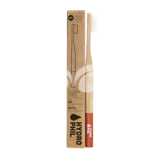 Hydrophil felnőtt bambusz fogkefe közepes sörtével-piros 1 db • Egészségbolt