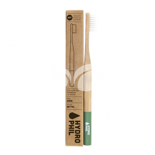 Hydrophil felnőtt bambusz fogkefe közepes sörtével-zöld 1 db • Egészségbolt