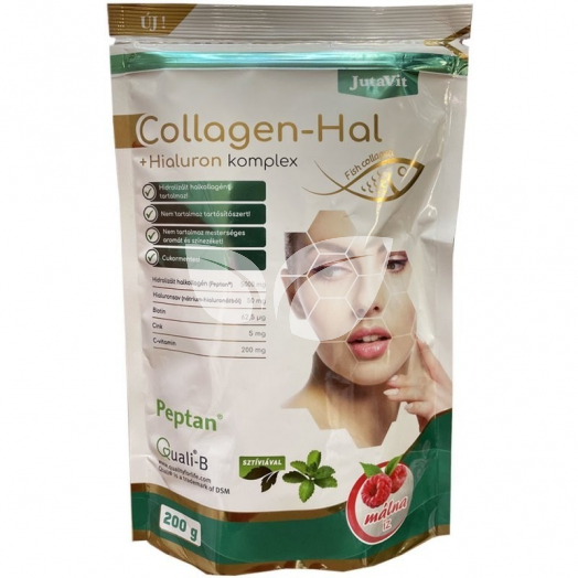 Jutavit collagen-hal+hialuron komplex por málna ízű 200 g • Egészségbolt