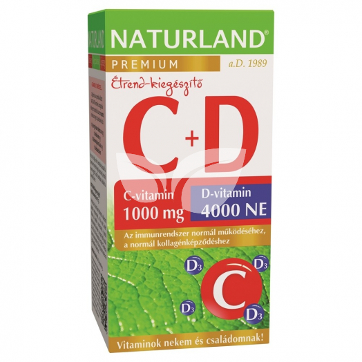 Naturland 1000mg c-vitamin+4000ne d-vitamin tabletta 40 db • Egészségbolt