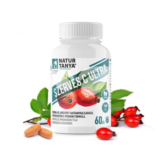 Naturtanya szerves c ultra 1500 mg retard c-vitamin csipkebogyó kivonattal tabletta 60 db • Egészségbolt