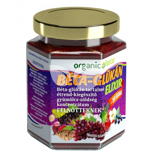 Organic force béta-glükán elixír étrend-kiegészítő gyümölcs-zöldség koncentrátum felnőtteknek 210 g • Egészségbolt