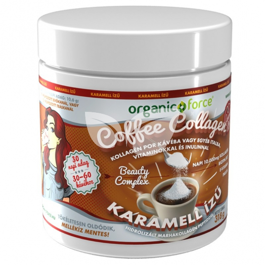 Organic force kávé kollagén por kávéba vagy egyéb italba vitaminokkal és inulinnal karamell 318 g • Egészségbolt
