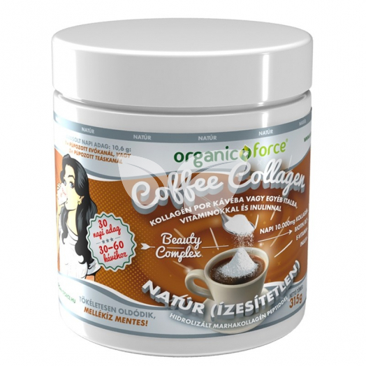 Organic force kávé kollagén por kávéba vagy egyéb italba vitaminokkal és inulinnal natúr 315 g • Egészségbolt