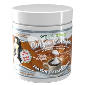 Organic force kávé kollagén por kávéba vagy egyéb italba vitaminokkal és inulinnal natúr 315 g