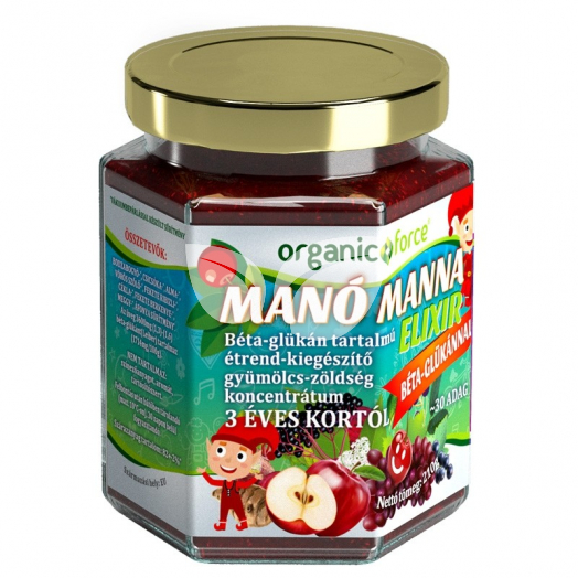 Organic force manó manna elixír béta-glükán tartalmú gyümölcs-zöldség koncentrátum gyerekeknek 3 éves kortól 210 g • Egészségbolt