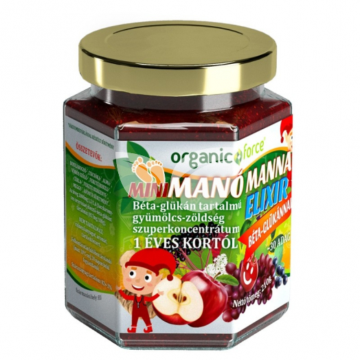 Organic force mini manó manna elixír béta-glükán tartalmú gyümölcs-zöldség koncentrátum gyerekeknek 1 éves kortól 210 g • Egészségbolt