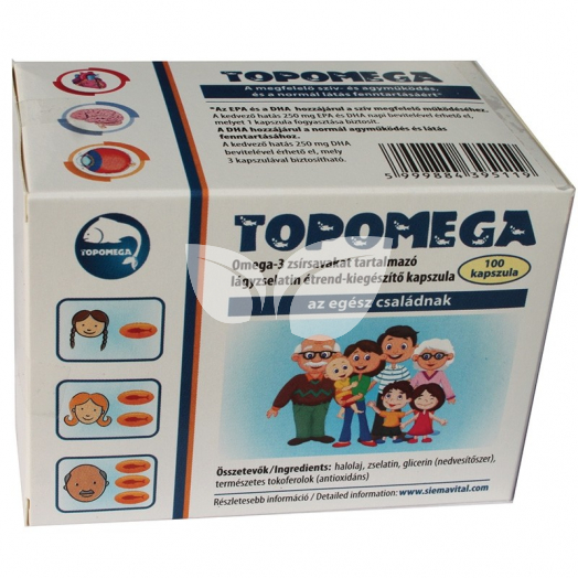 Topomega Omega-3 tartalmú lágyzselatin étrend-kiegészítő kapszula 100 db • Egészségbolt