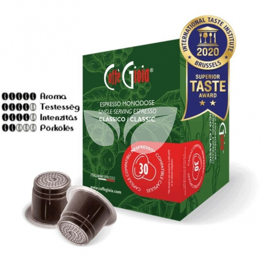 Caffé Gioia kávékapszula nespresso kávégépekkel kompatibilis 100% classic kivitel 30 db • Egészségbolt